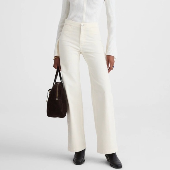 Madewell Pants - Madewell Wide Leg Corduroy Pant Vintage Ivory Winter White Stretch Minimalist 30